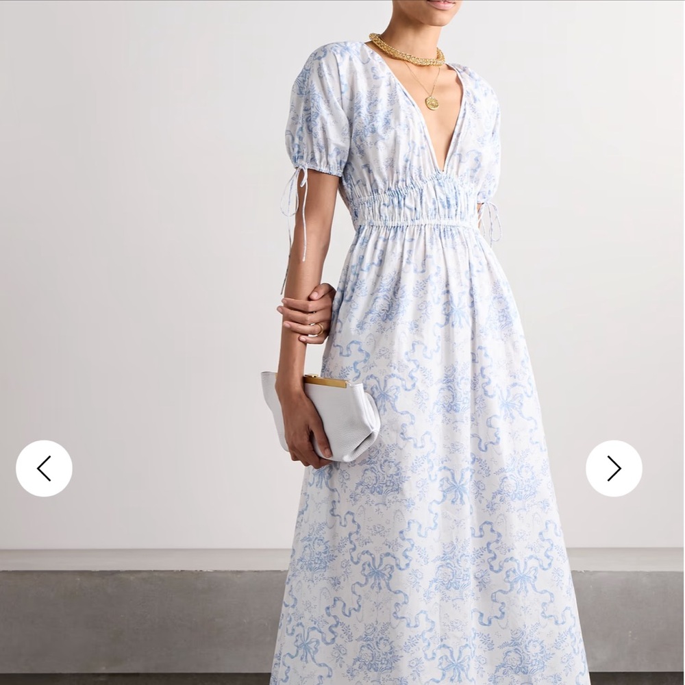 NWT LoveShackFancy Mastey Bow Print Midi Dress - Medium